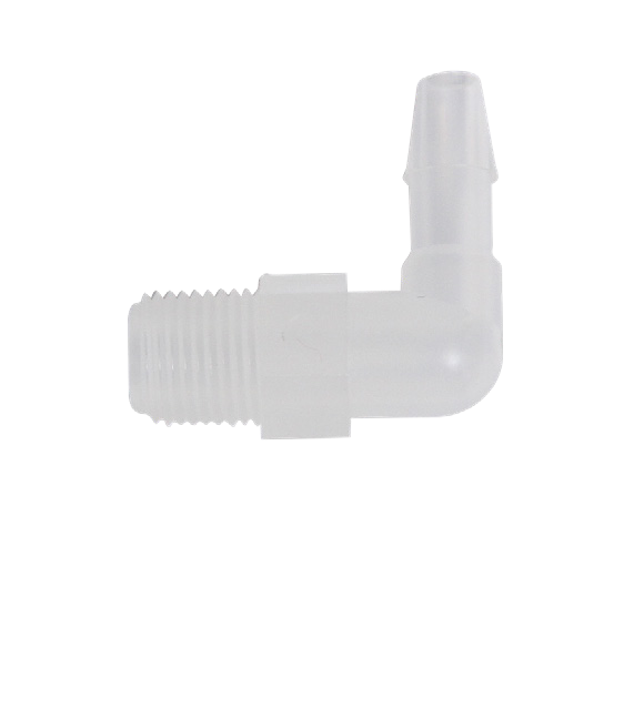 Raccord cannelé coudé – tube ID 4,6 à 7 mm, réf. C-106